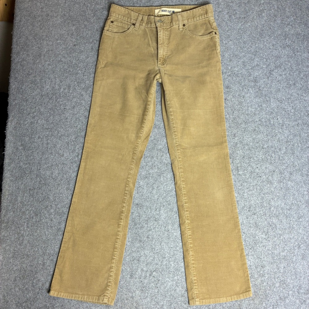 VTG Gap Corduroy Pants Women 8 Long 31x32 Tan Bootcut Stretch Mid Rise Khaki